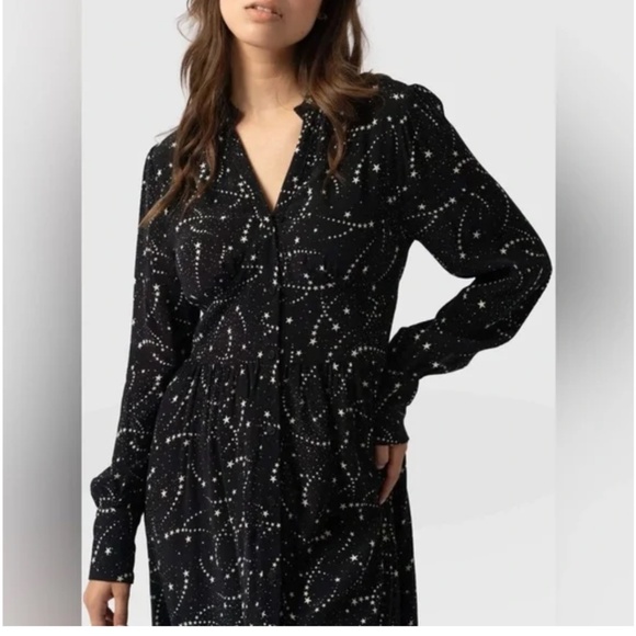 SAINT & SOFIA Black Star Galaxy Shirt Maxi Dress size 6 - Picture 2 of 14